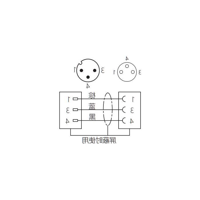 M8 to M12 3Pin, M8 female 90° to M12 male straight, double-ended pre-cast PVC non-flexible cable, gray sheath, 63D223-XXX 